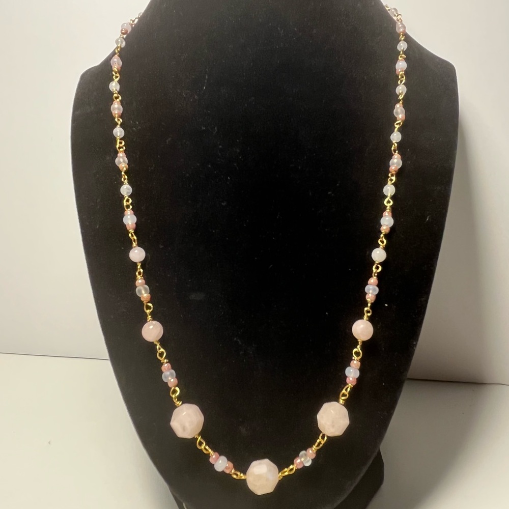 Handmade necklace made with natural stone beads.